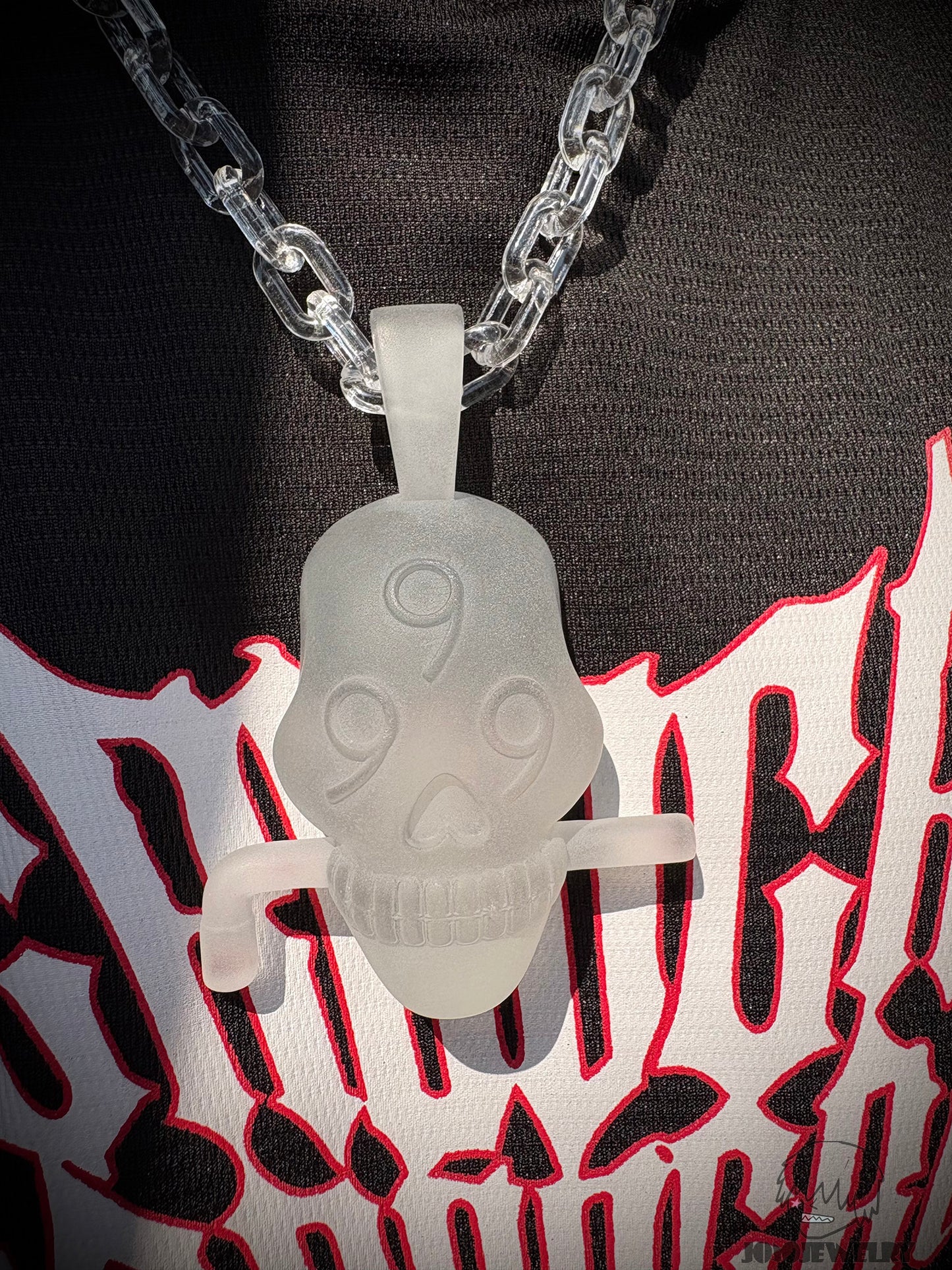 Juice WRLD 999 Skull Transparent Frosted Pendant & Necklace