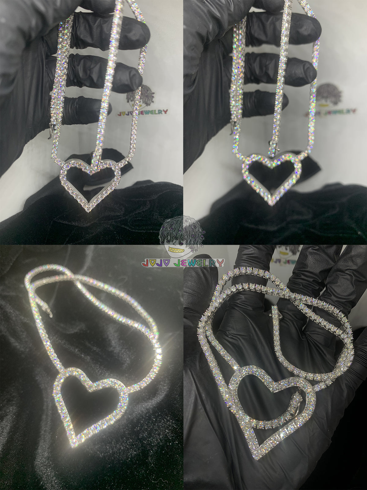 Heart Tennis Chain – 925 Sterling Silver VVS Moissanite