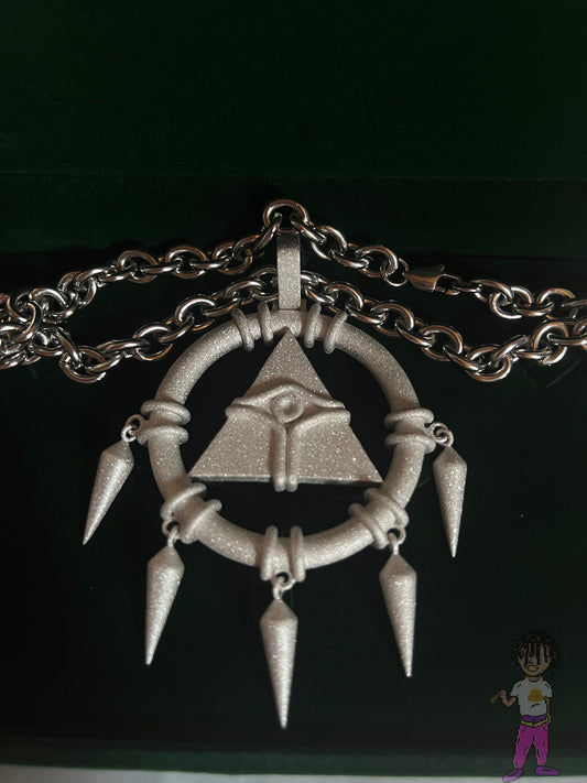 Iced Arcane Eye Wheel Pendant Necklace
