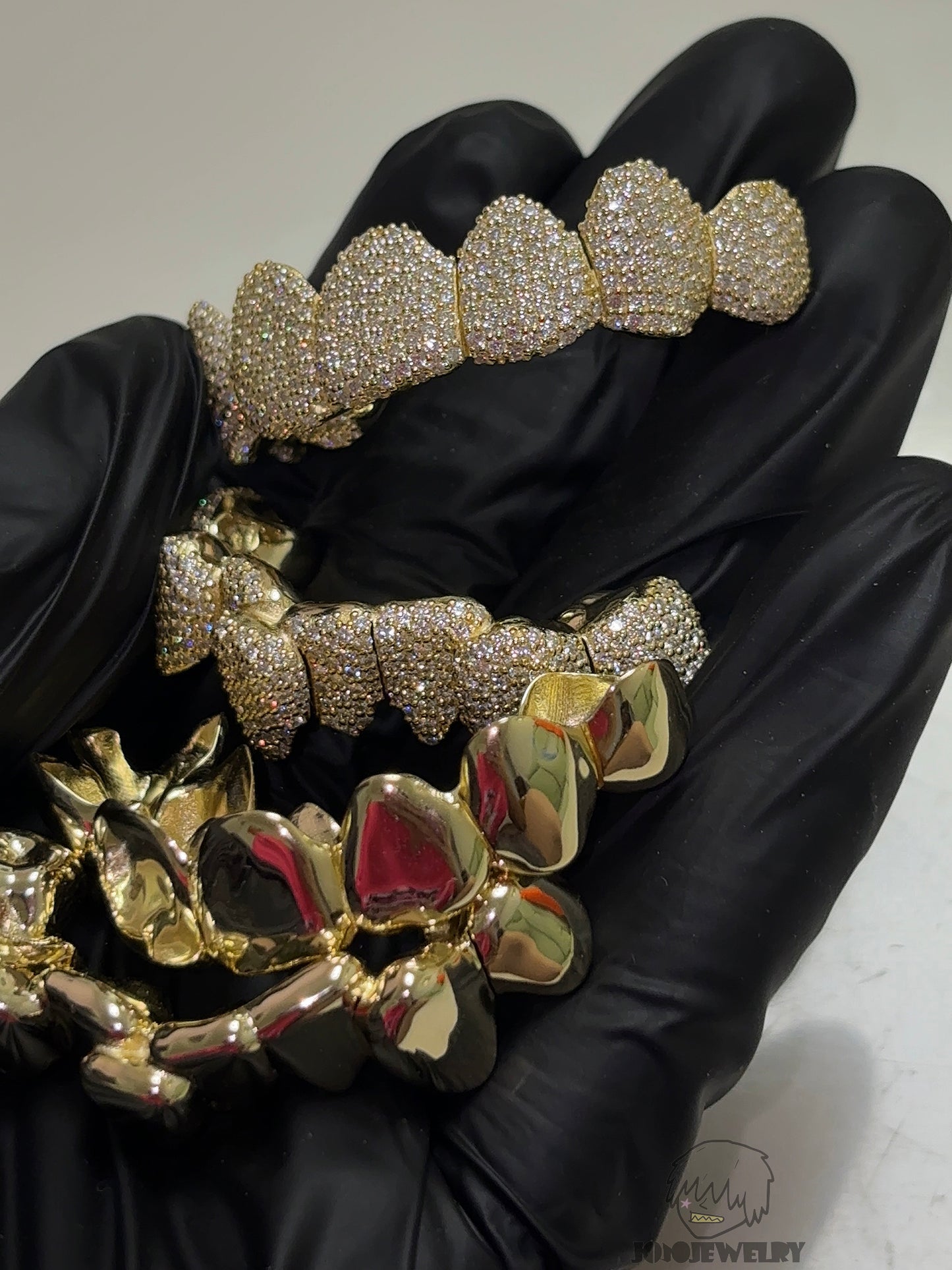 14K Gold Perm Cut Iced VVS Moissanite Grillz