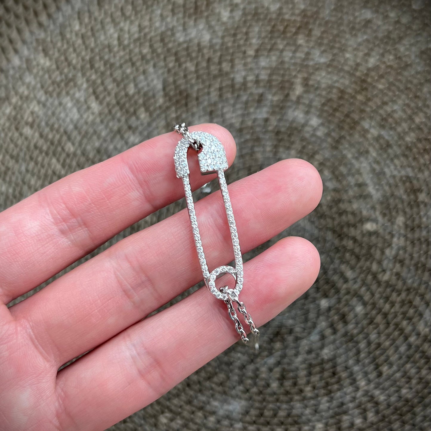 Lab-Grown Diamond Iced Out Safety Pin Bracelet