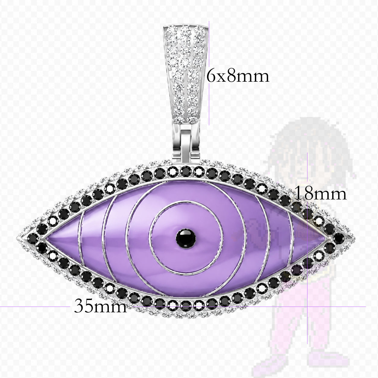 Moissanite Rinnegan Pendant 莫桑石 輪回眼 紫色吊墜項鏈