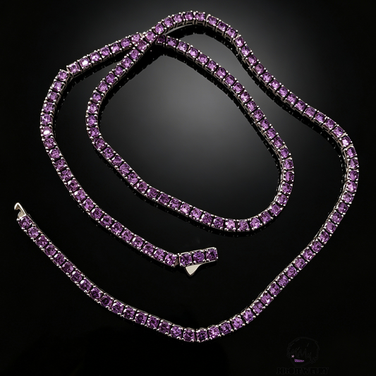 3mm 925 Silver Purple Tennis Chain