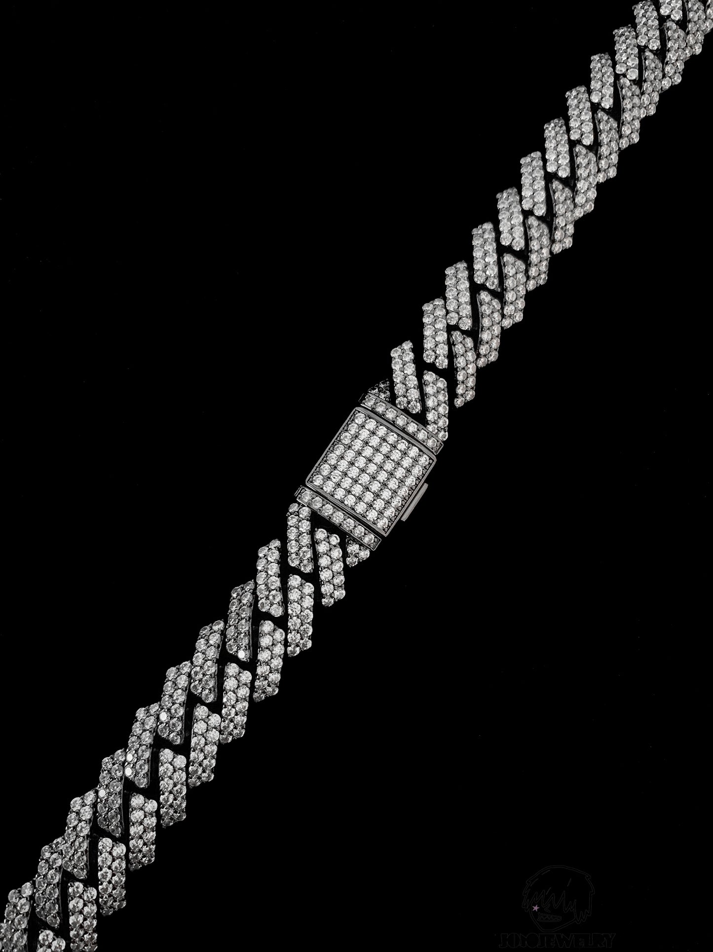 12mm Black Iced Out Cuban Link Chain