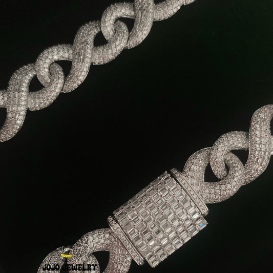 18mm Infinite Loop Moissanite Cuban Link Chain – 925 Sterling Silver