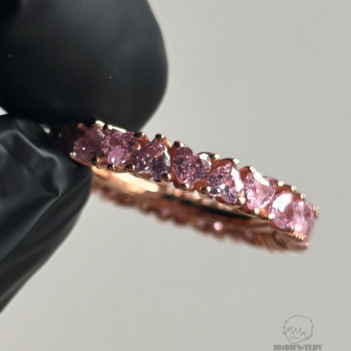 4mm Pink Heart Cut Eternity Ring
