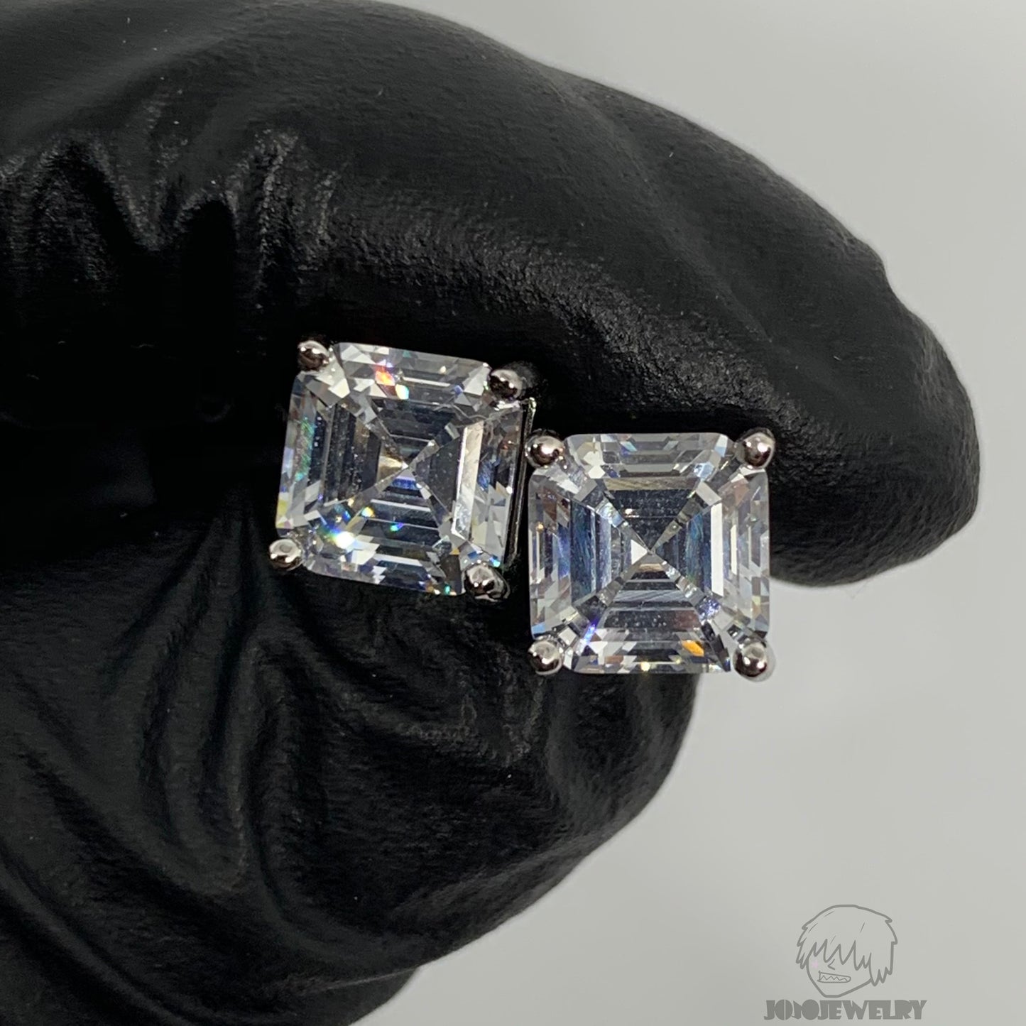 7mm Asscher Cut Stud Earrings