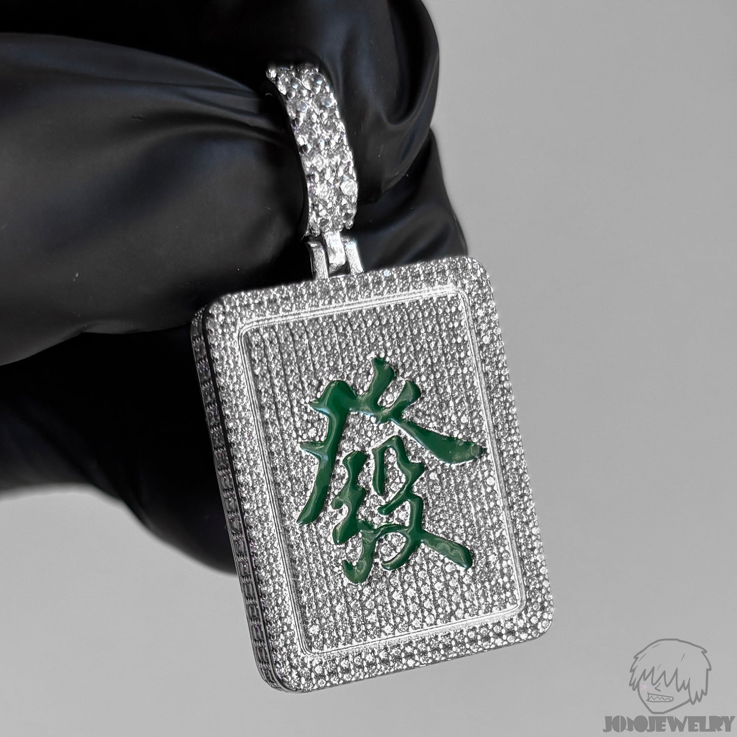 Iced "發" Chinese Character Pendant