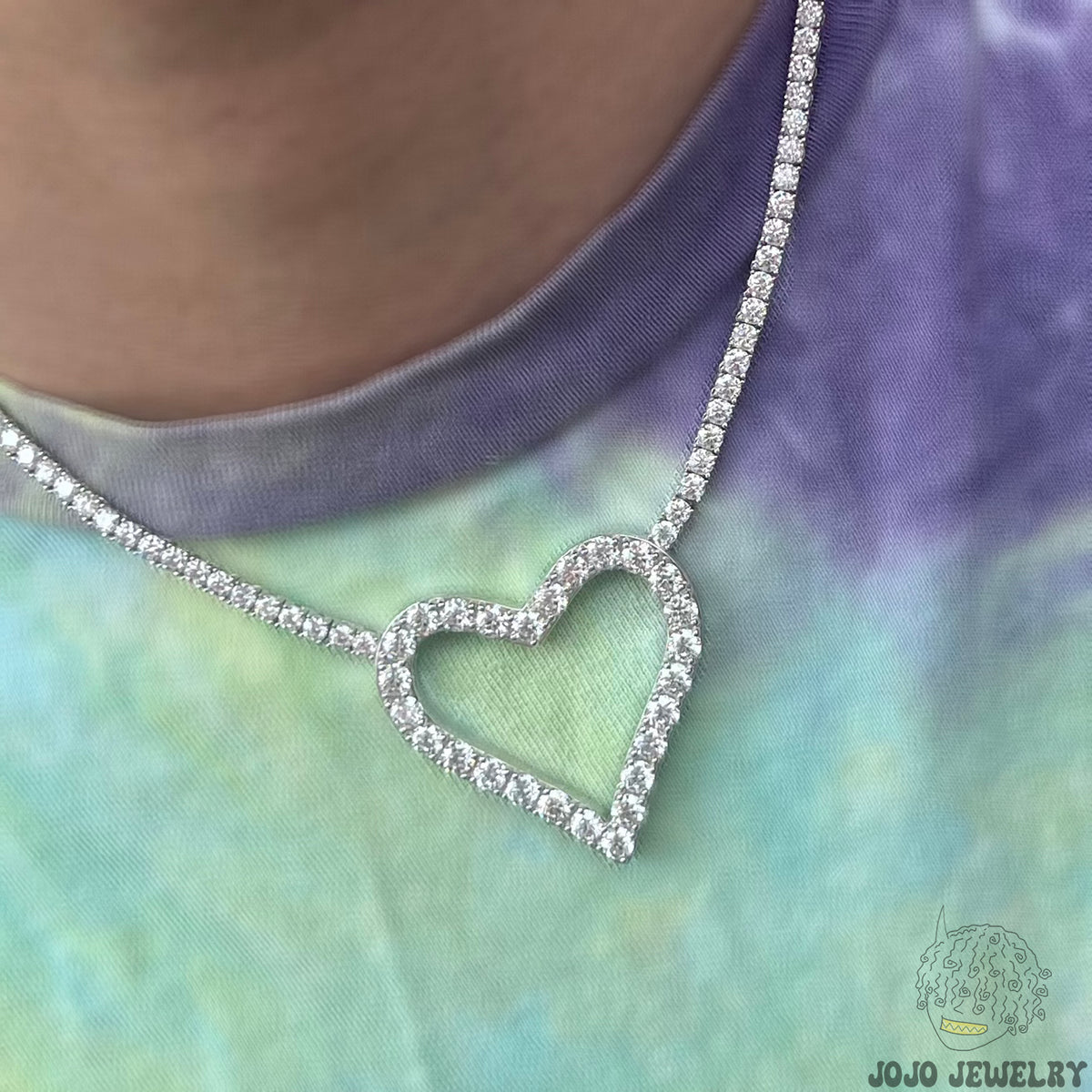 Heart Tennis Chain – 925 Sterling Silver VVS Moissanite