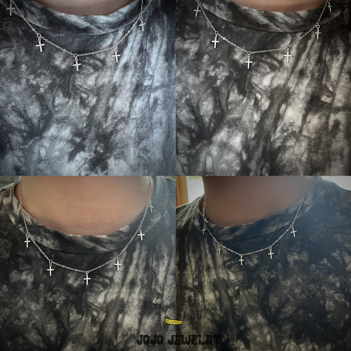 1mm 925 Sterling Silver Cross Chain with Moissanite Cross Charms
