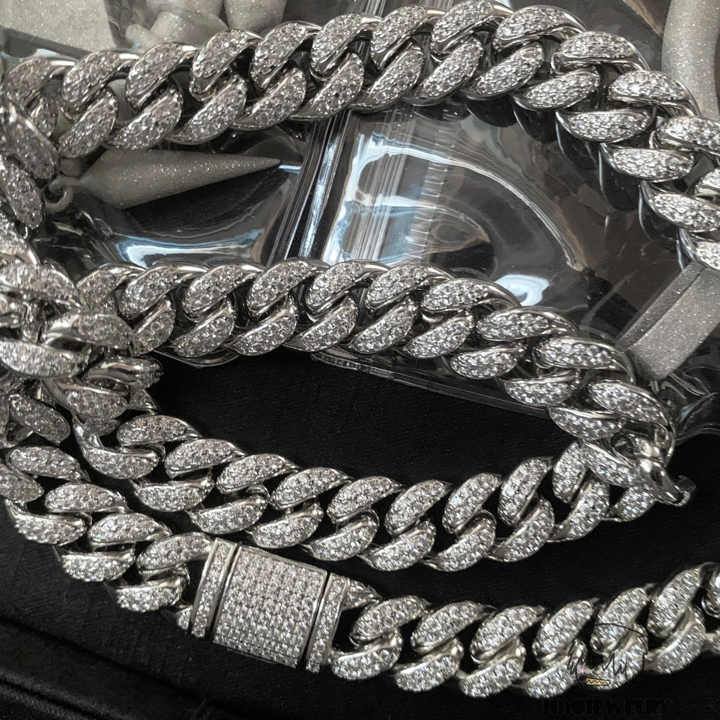 12mm 925 Sterling Silver Moissanite Iced Cuban Chain