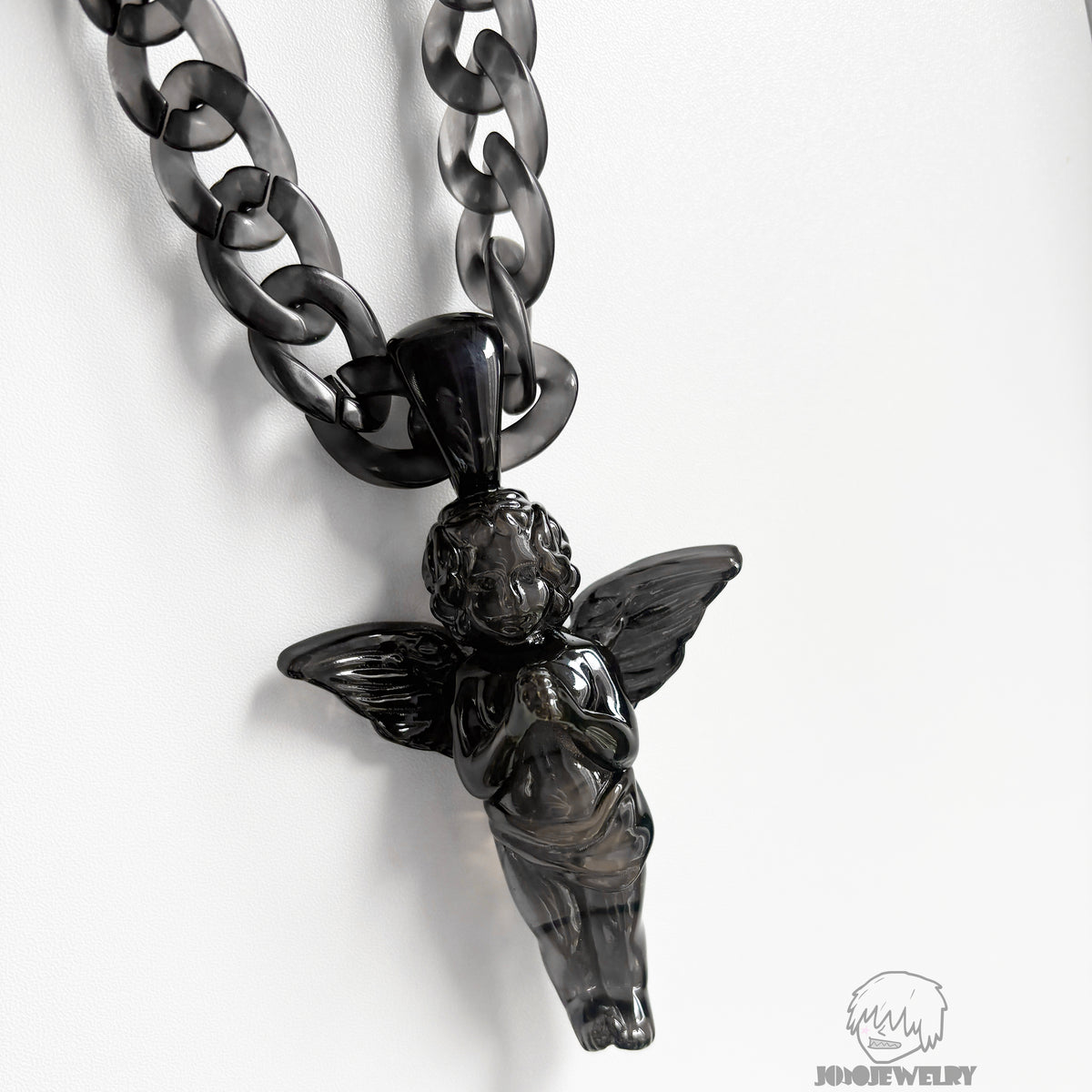 Black Angel – Resin Pendant & Cuban Chain