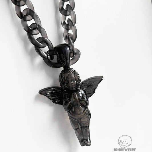 Black Angel – Resin Pendant & Cuban Chain