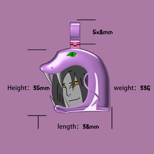 Orochimaru 木葉叛忍 大蛇丸吊墜項鏈 火影忍者 通靈獸 萬蛇 紫色滿鉆鑲嵌