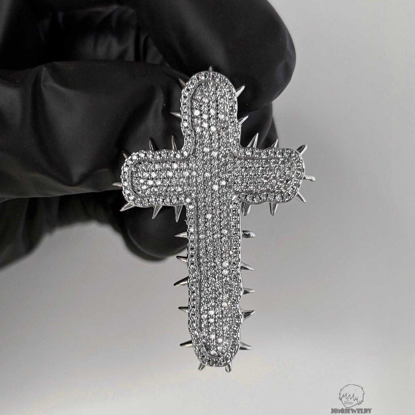 Iced Spiked Cross Pendant