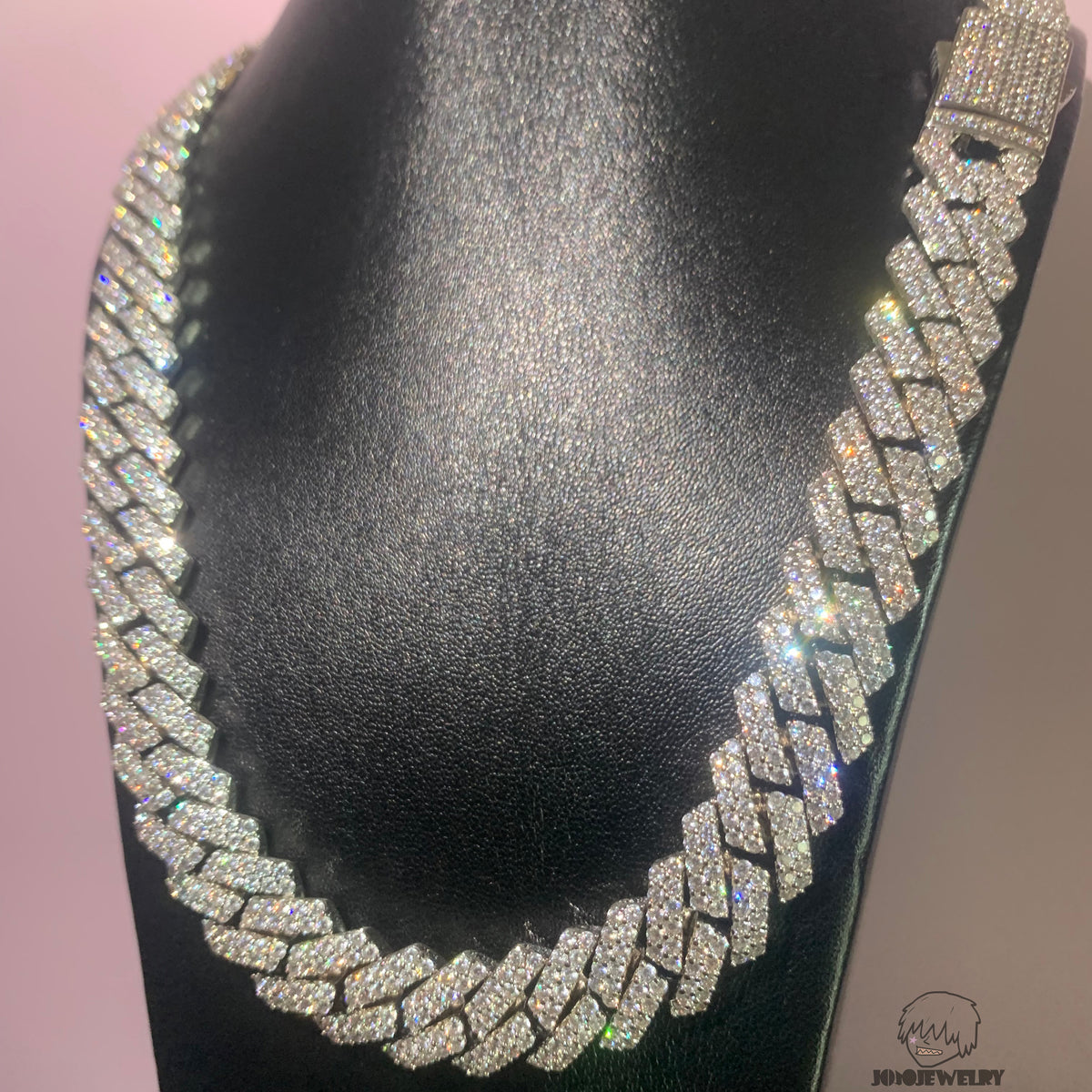 12mm Solid Silver Moissanite Diamond-Cut Cuban Link Chain