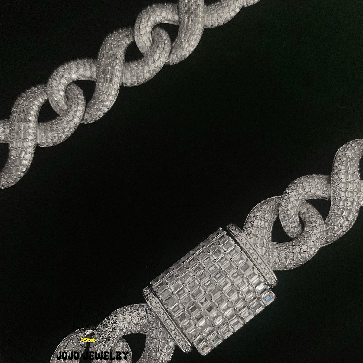 18mm Infinite Loop Moissanite Cuban Link Chain – 925 Sterling Silver