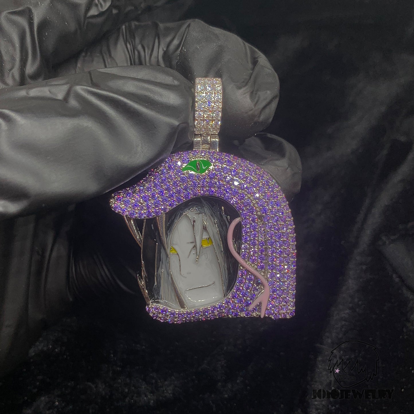 Orochimaru 木葉叛忍 大蛇丸吊墜項鏈 火影忍者 通靈獸 萬蛇 紫色滿鉆鑲嵌