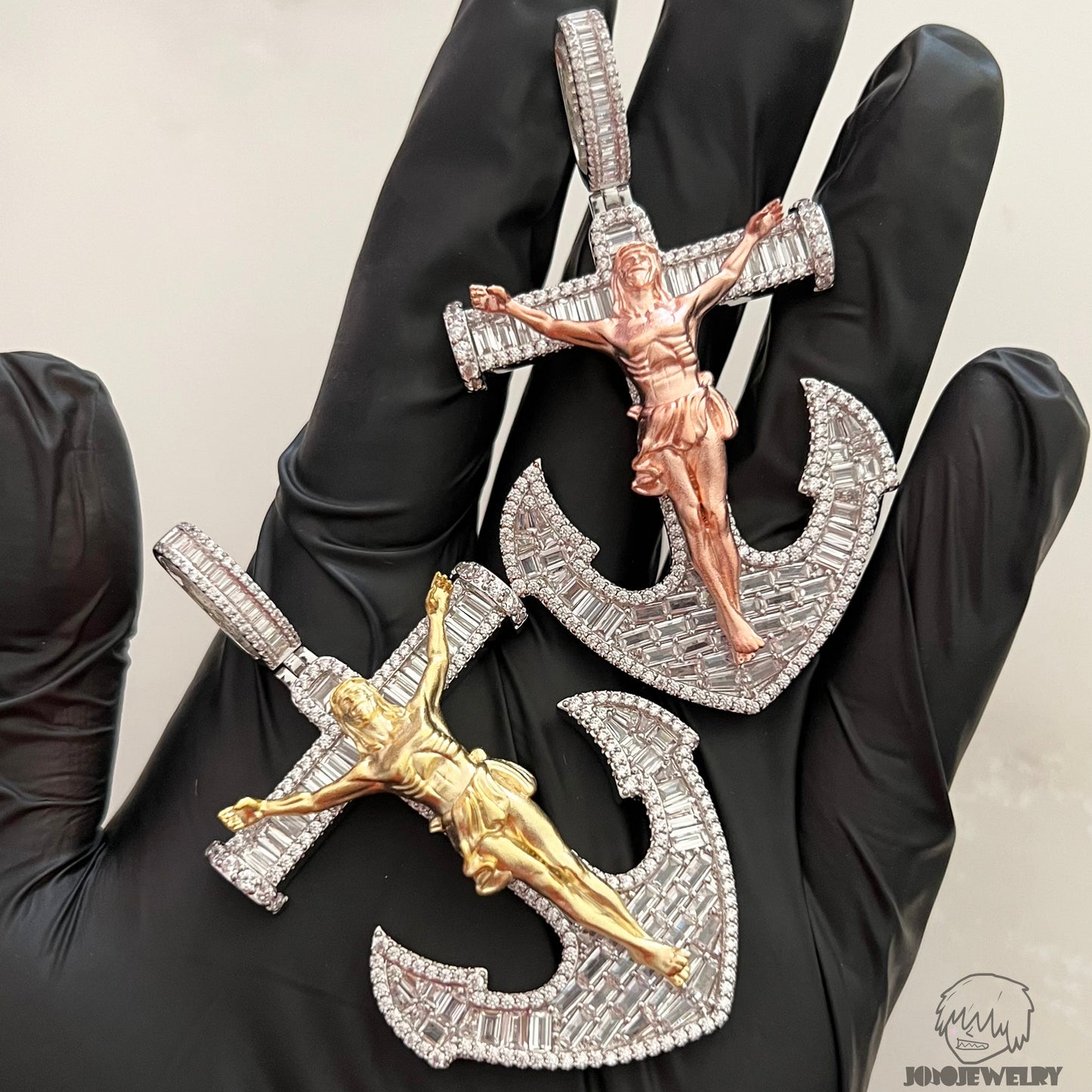 Iced Crucifix Anchor Pendant