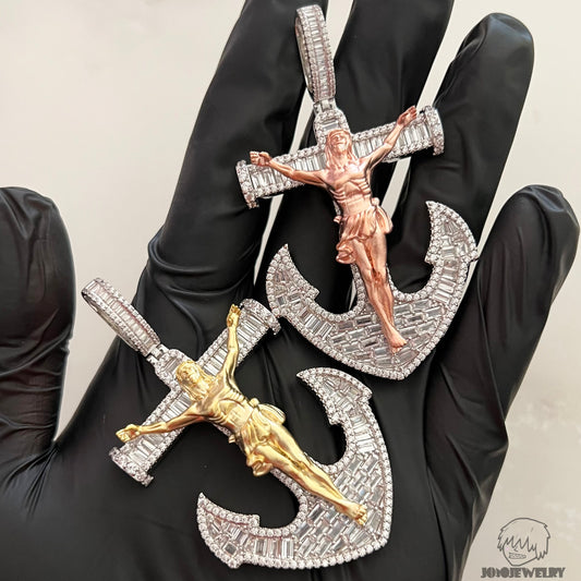 Iced Crucifix Anchor Pendant