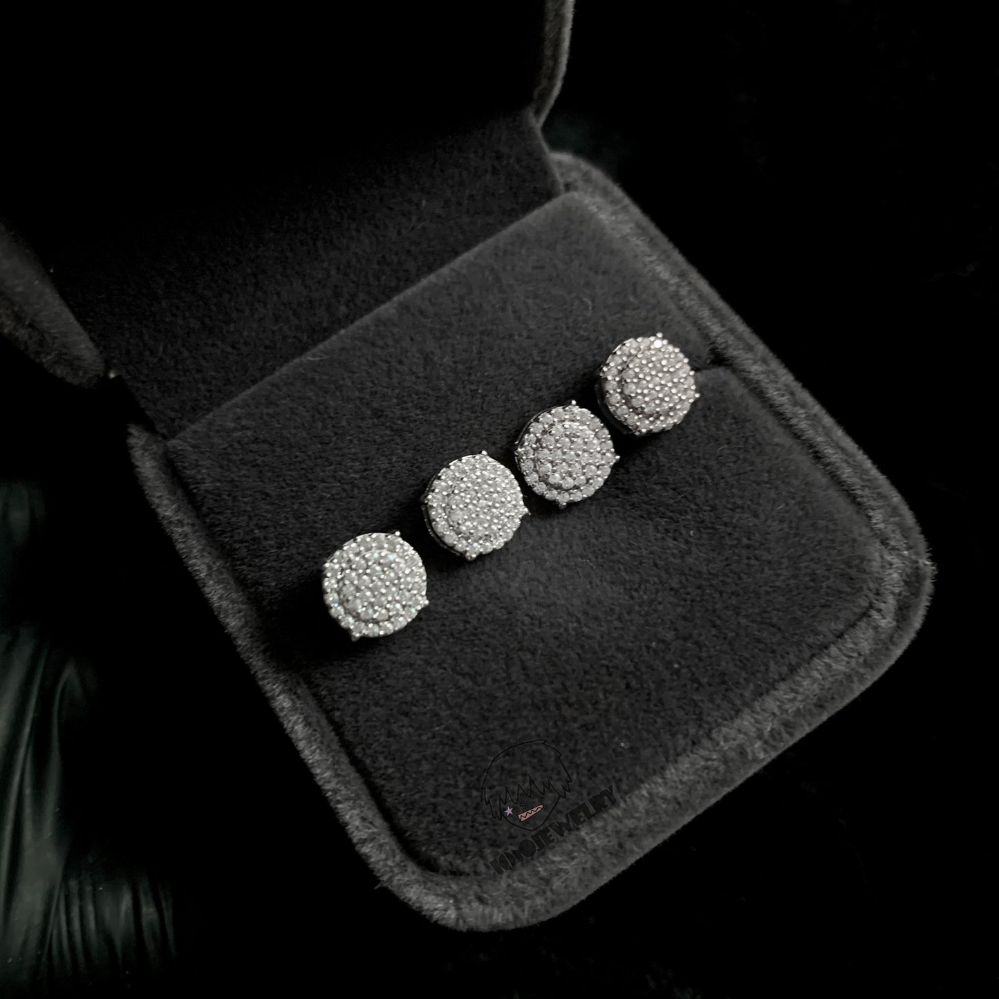 8mm Cluster Round Cut Halo Stud Earrings – 925 Sterling Silver