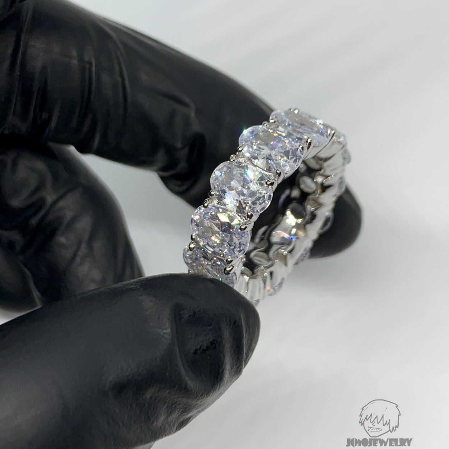 7mm 925 Sterling Silver Oval Cut Eternity Band
