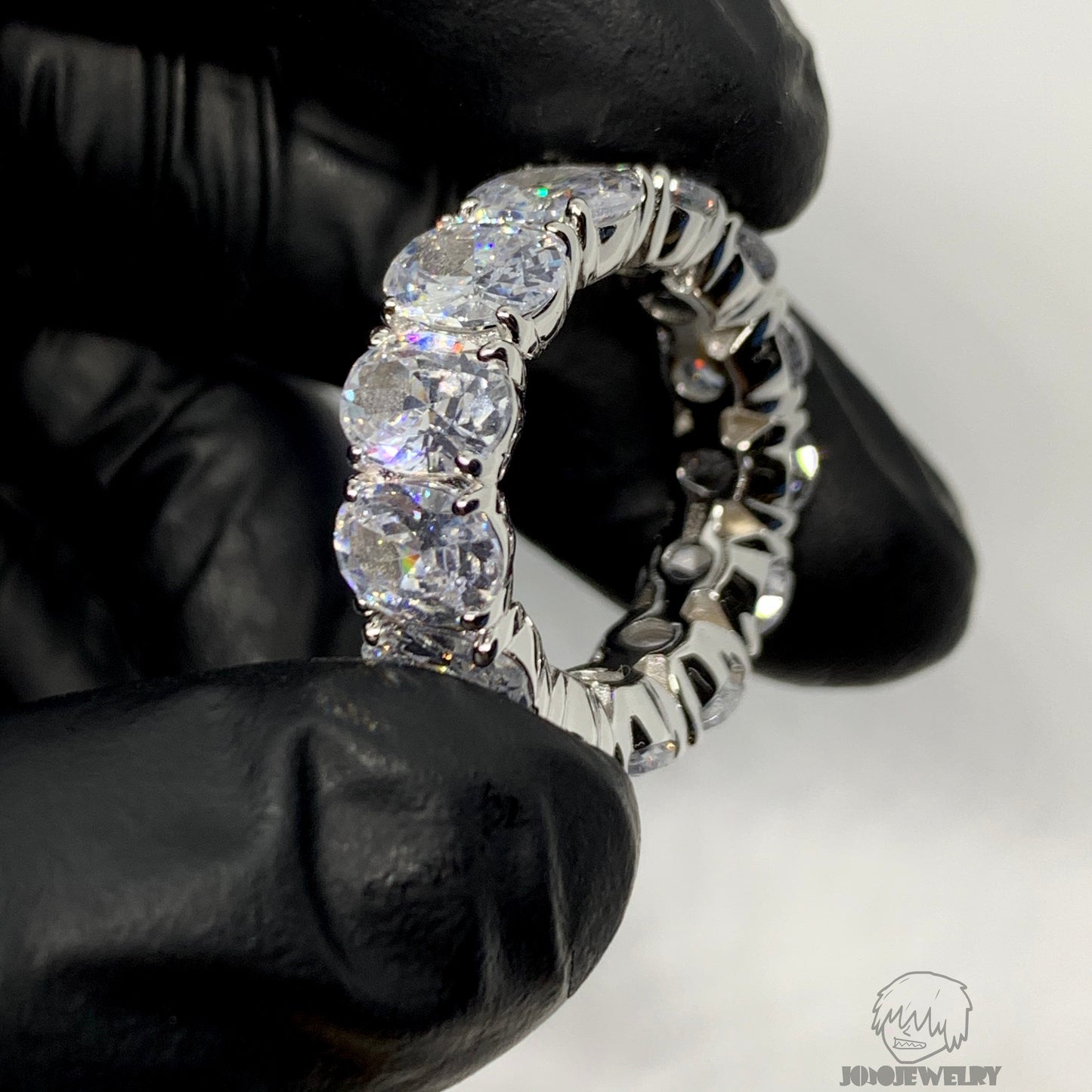 7mm 925 Sterling Silver Oval Cut Eternity Band
