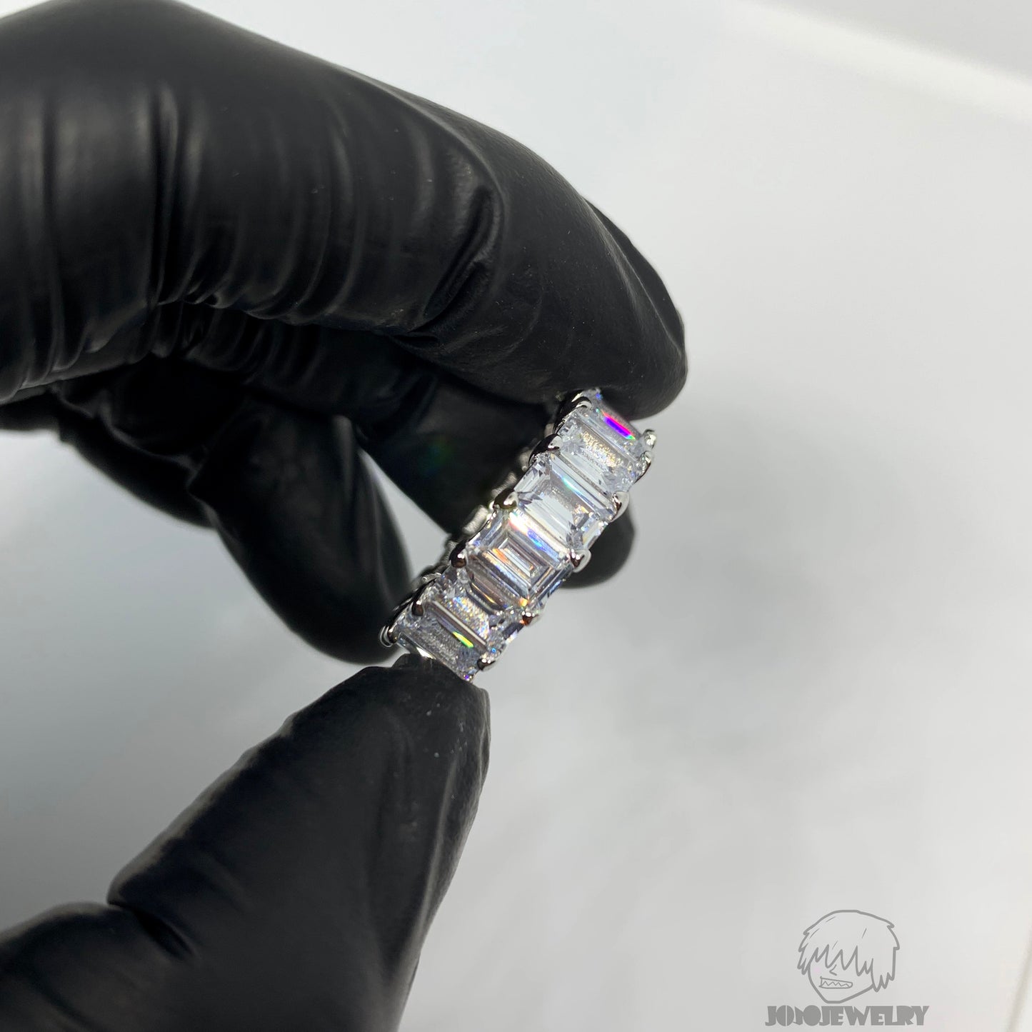 6mm 925 Sterling Silver Emerald Cut Eternity Band
