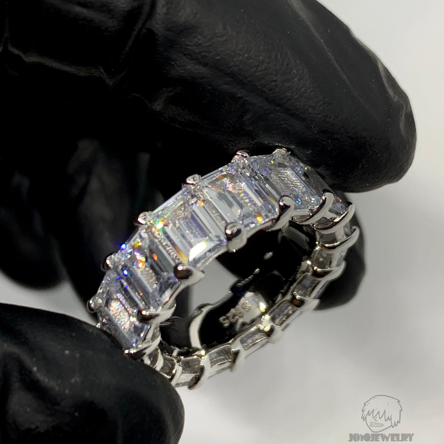 6mm 925 Sterling Silver Emerald Cut Eternity Band