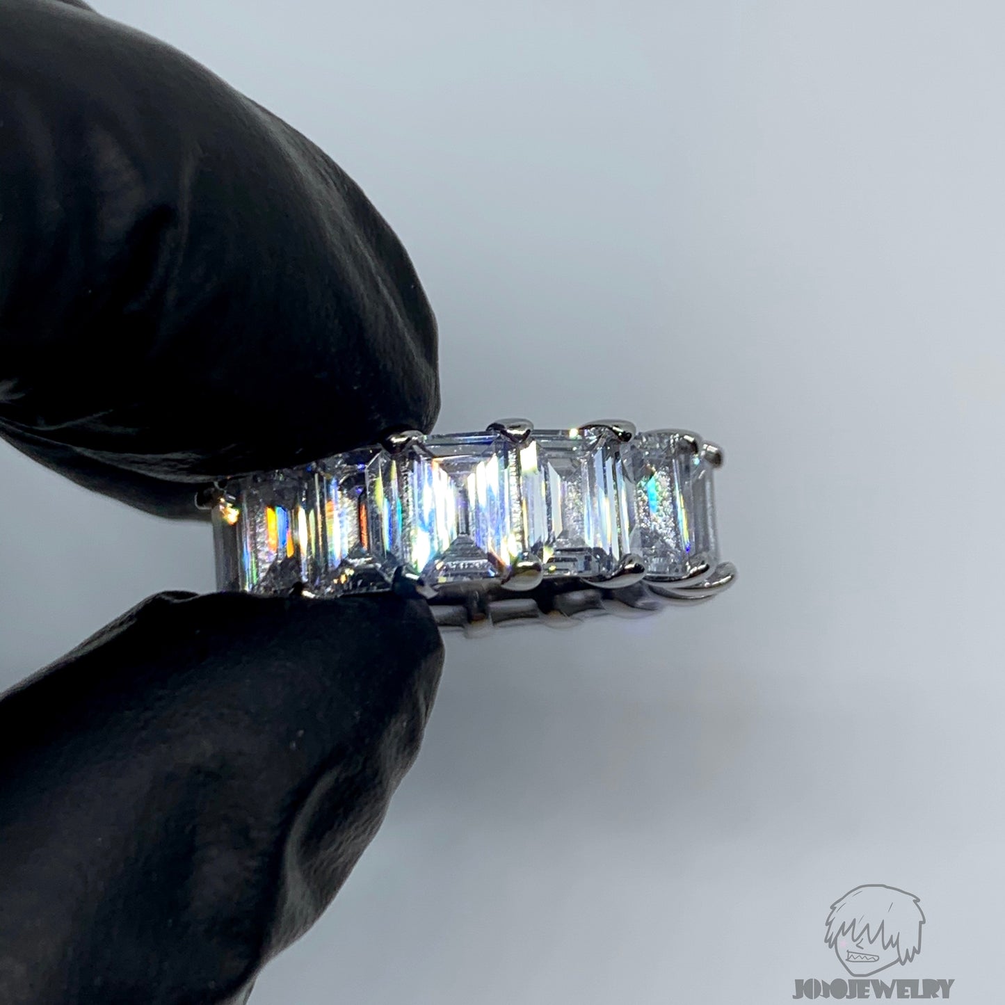 6mm 925 Sterling Silver Emerald Cut Eternity Band