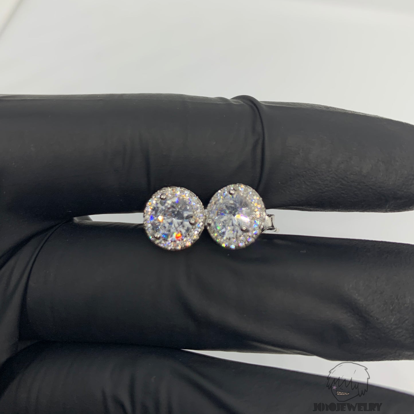 8mm Cluster Round Cut Halo Stud Earrings – 925 Sterling Silver