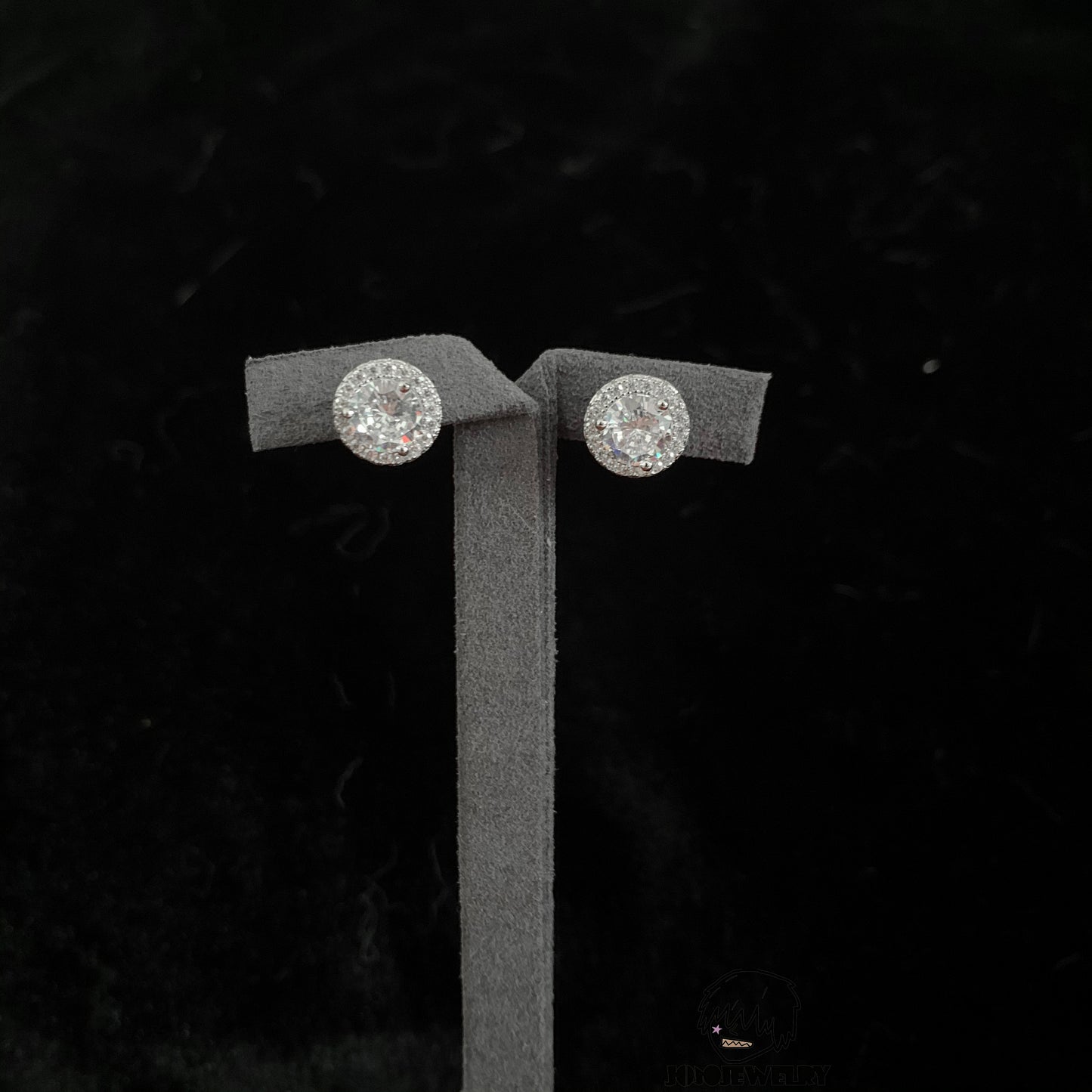 8mm Cluster Round Cut Halo Stud Earrings – 925 Sterling Silver