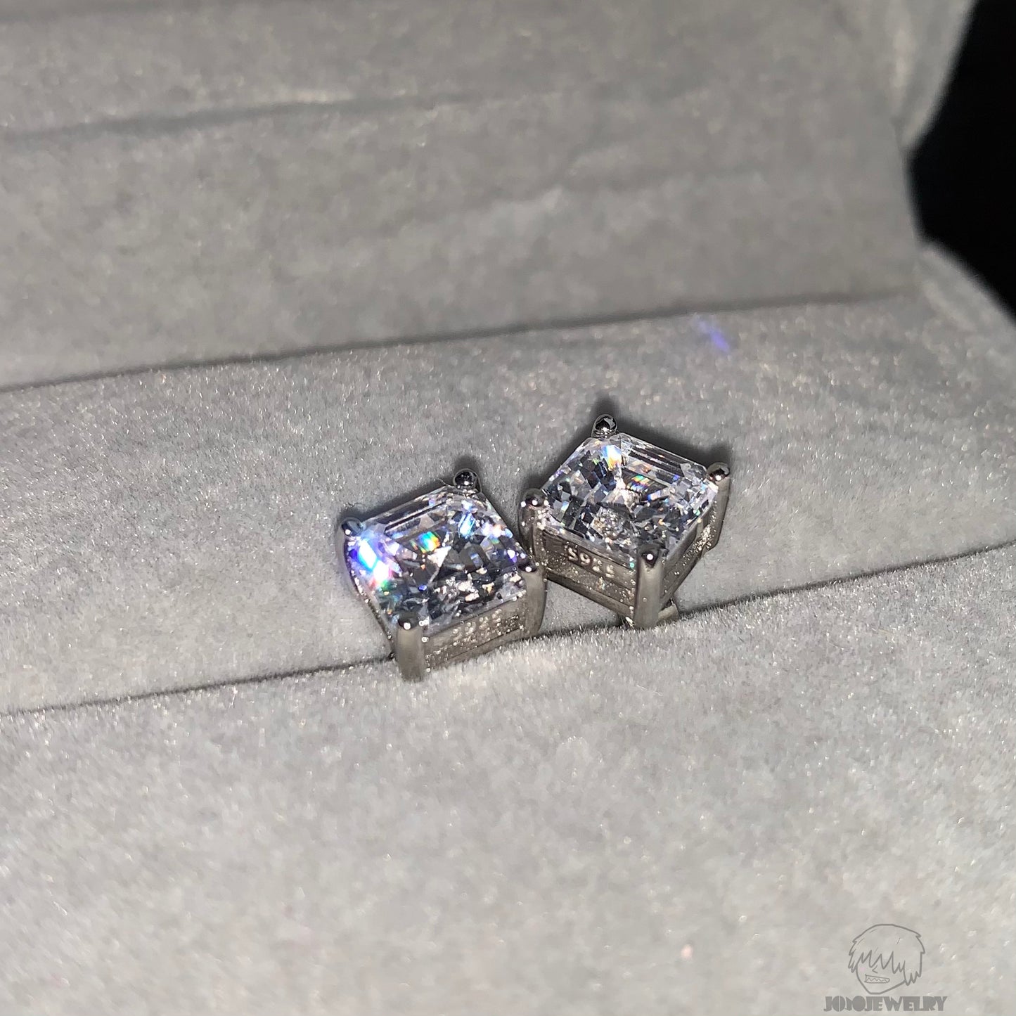 7mm Asscher Cut Stud Earrings