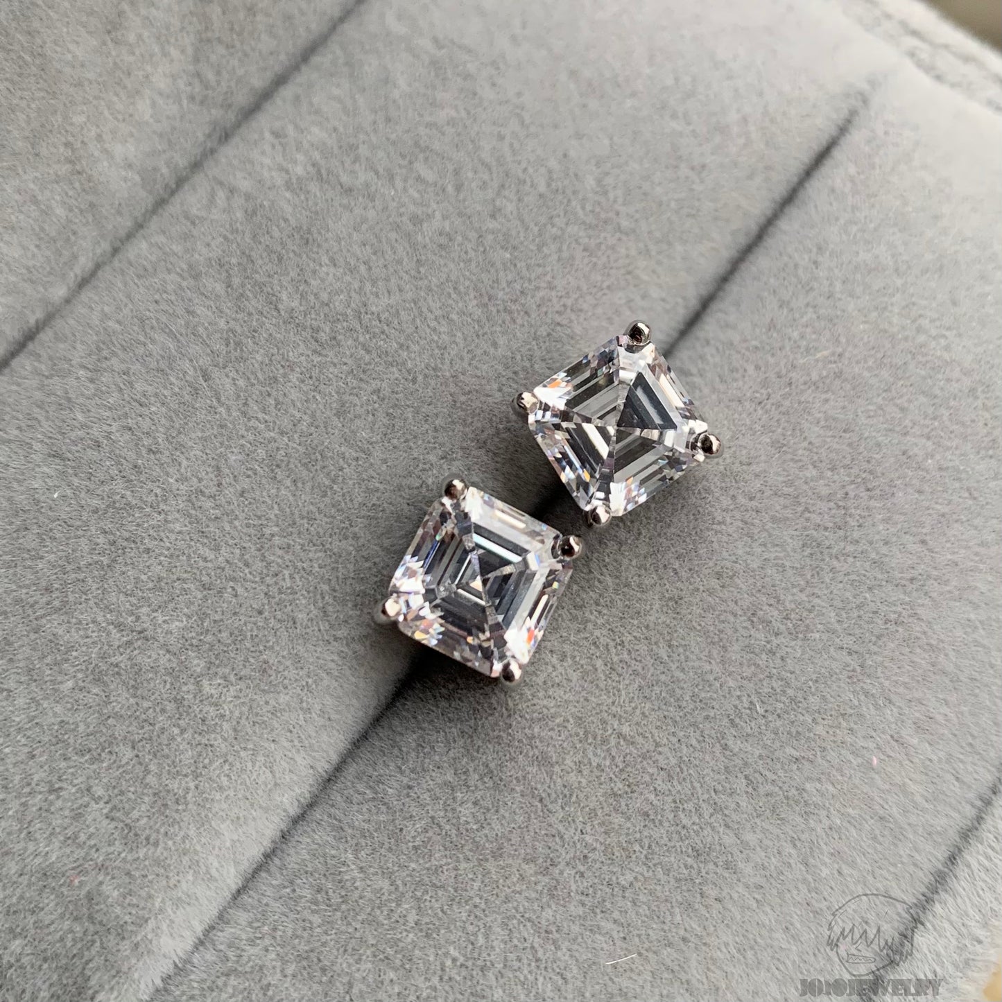 7mm Asscher Cut Stud Earrings