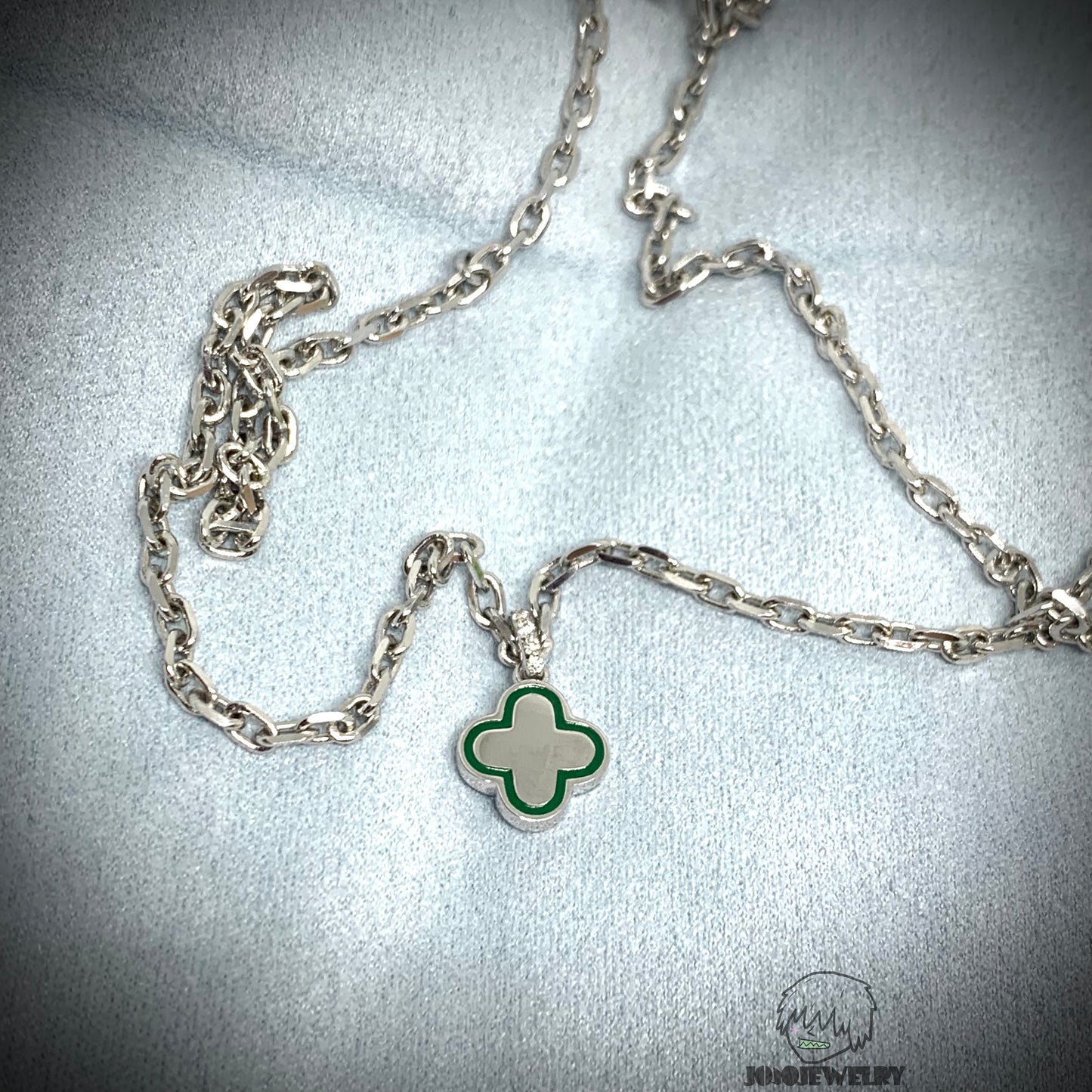 Green Enamel Quatrefoil Pendant