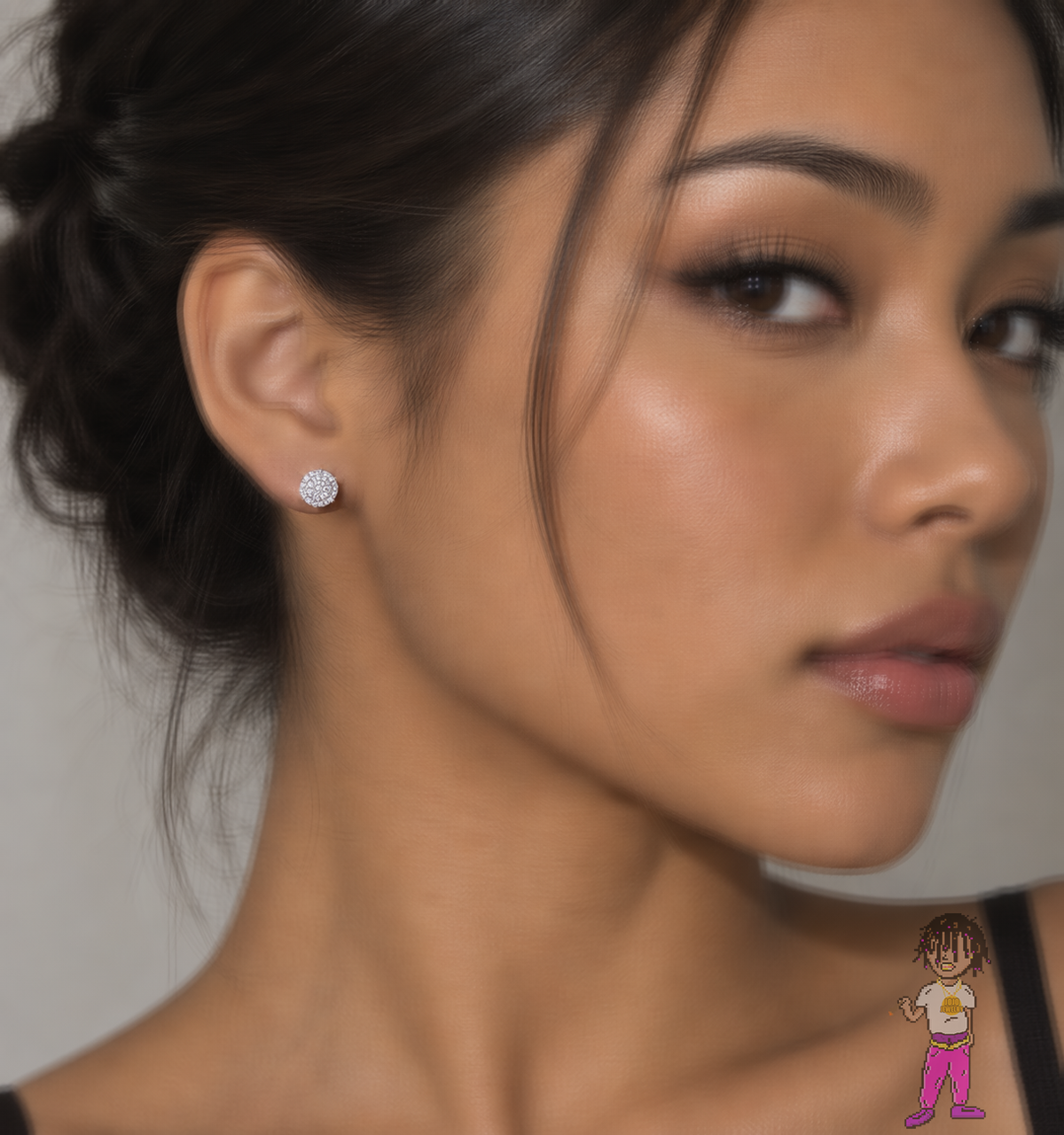 8mm Double-Layer Fully Iced Stud Earrings – 925 Sterling Silver & CZ