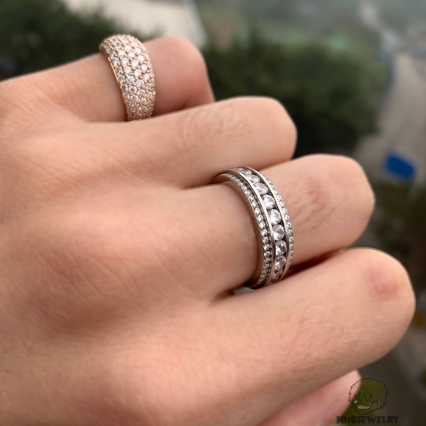 Rose Gold Dome Iced Ring – Full Pavé Round Cut Design