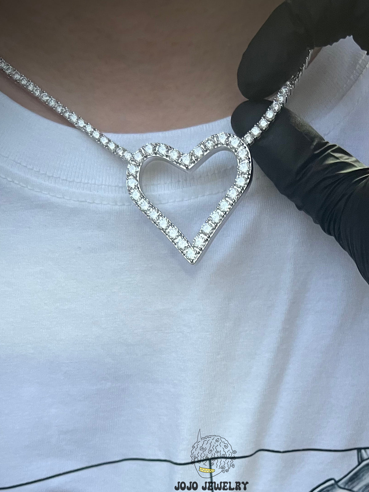 Heart Tennis Chain – 925 Sterling Silver VVS Moissanite