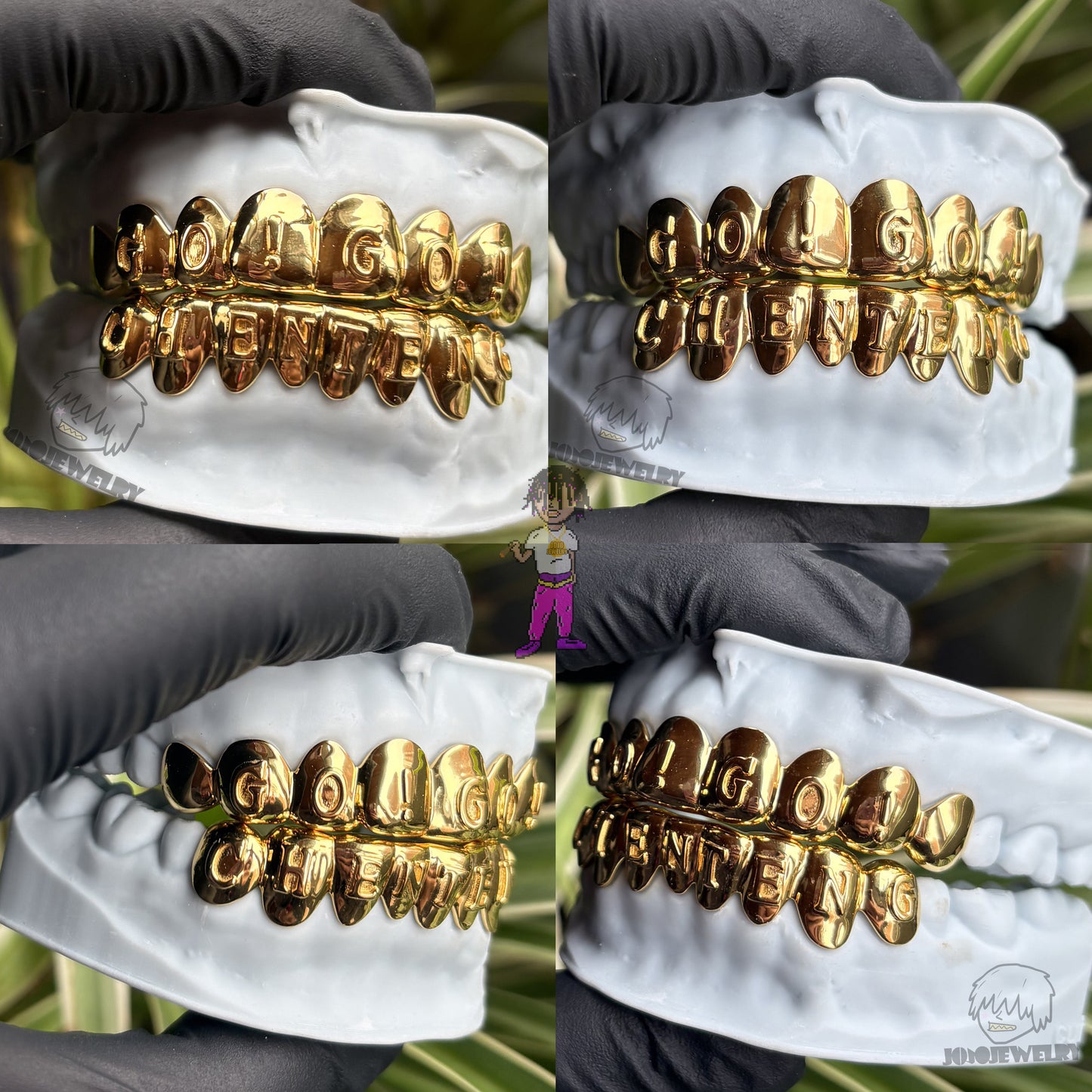Custom Raised Letter Grillz – 925 Sterling Silver 18K Gold Plated