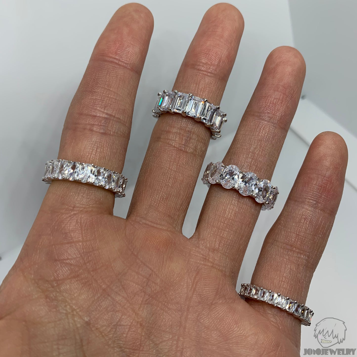7mm 925 Sterling Silver Oval Cut Eternity Band
