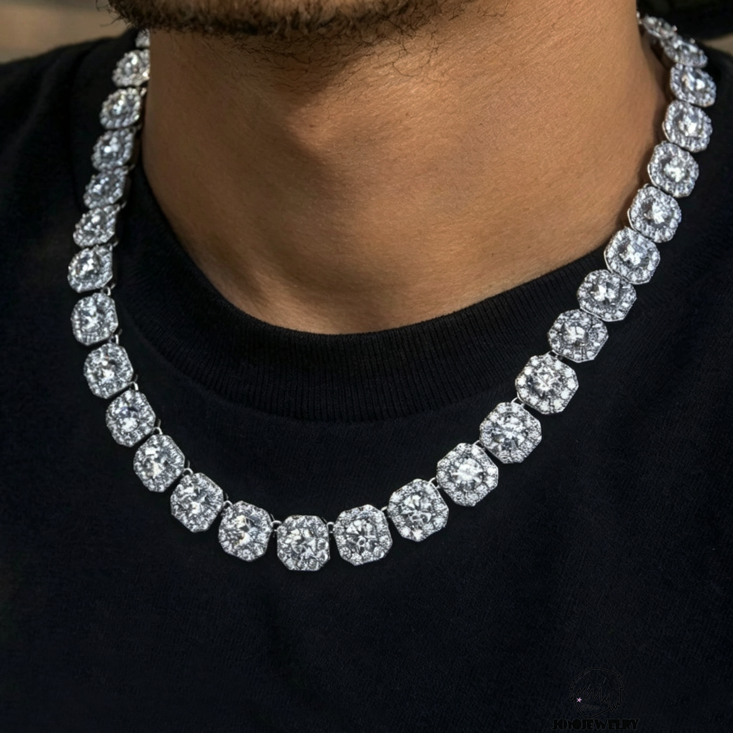 12mm 925 SilverIced Cushion Cut Moissanite Tennis Chain
