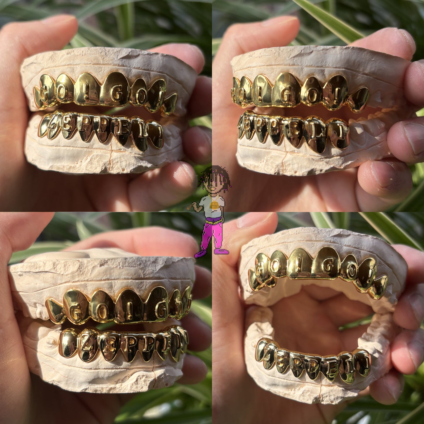 Custom Raised Letter Grillz – 925 Sterling Silver 18K Gold Plated