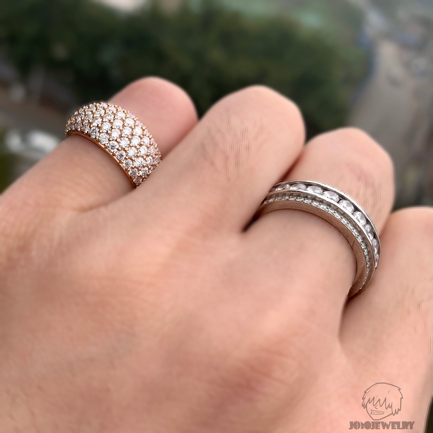 Rose Gold Dome Iced Ring – Full Pavé Round Cut Design