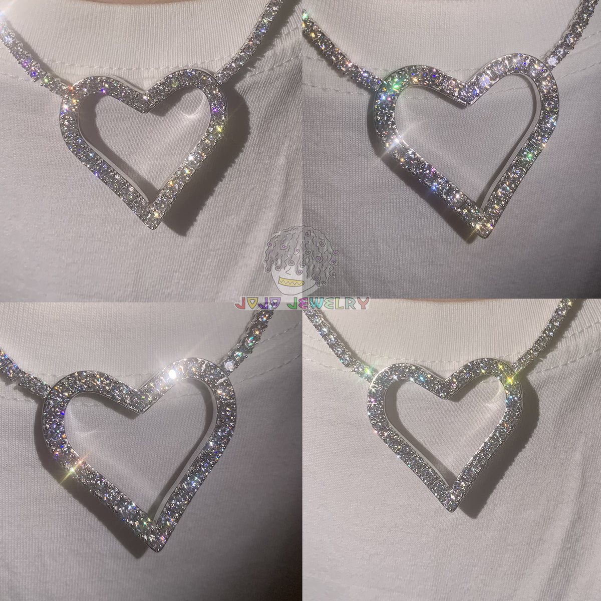 Heart Tennis Chain – 925 Sterling Silver VVS Moissanite
