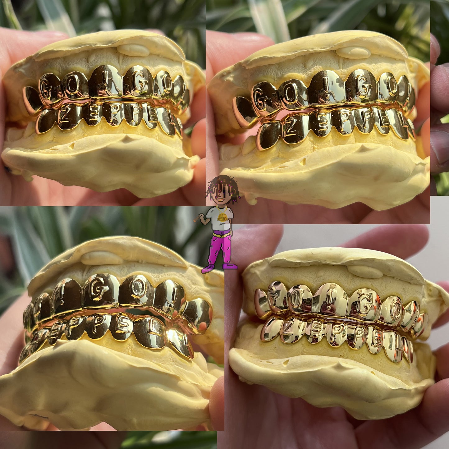 Custom Raised Letter Grillz – 925 Sterling Silver 18K Gold Plated