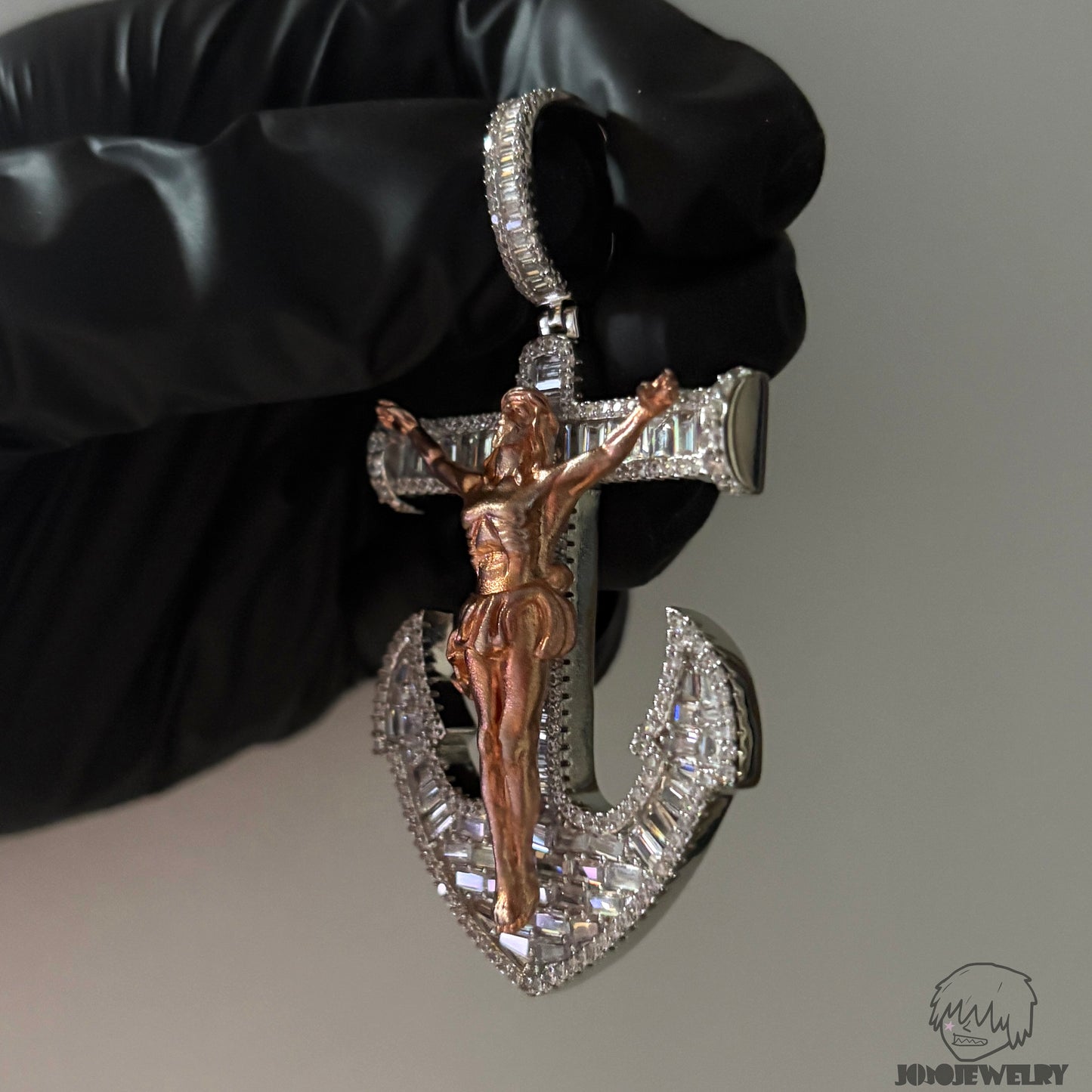 Iced Crucifix Anchor Pendant