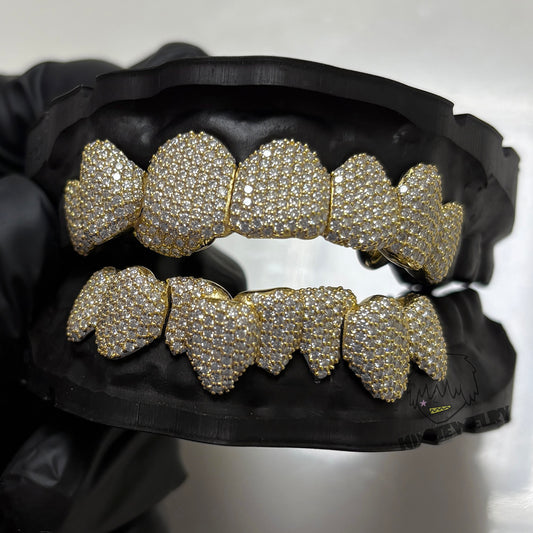 14K Gold Perm Cut  Iced VVS Moissanite Grillz