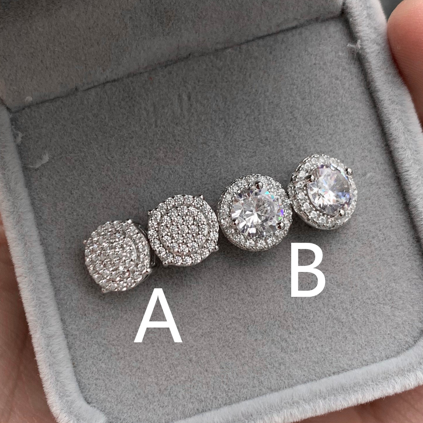 8mm Cluster Round Cut Halo Stud Earrings – 925 Sterling Silver