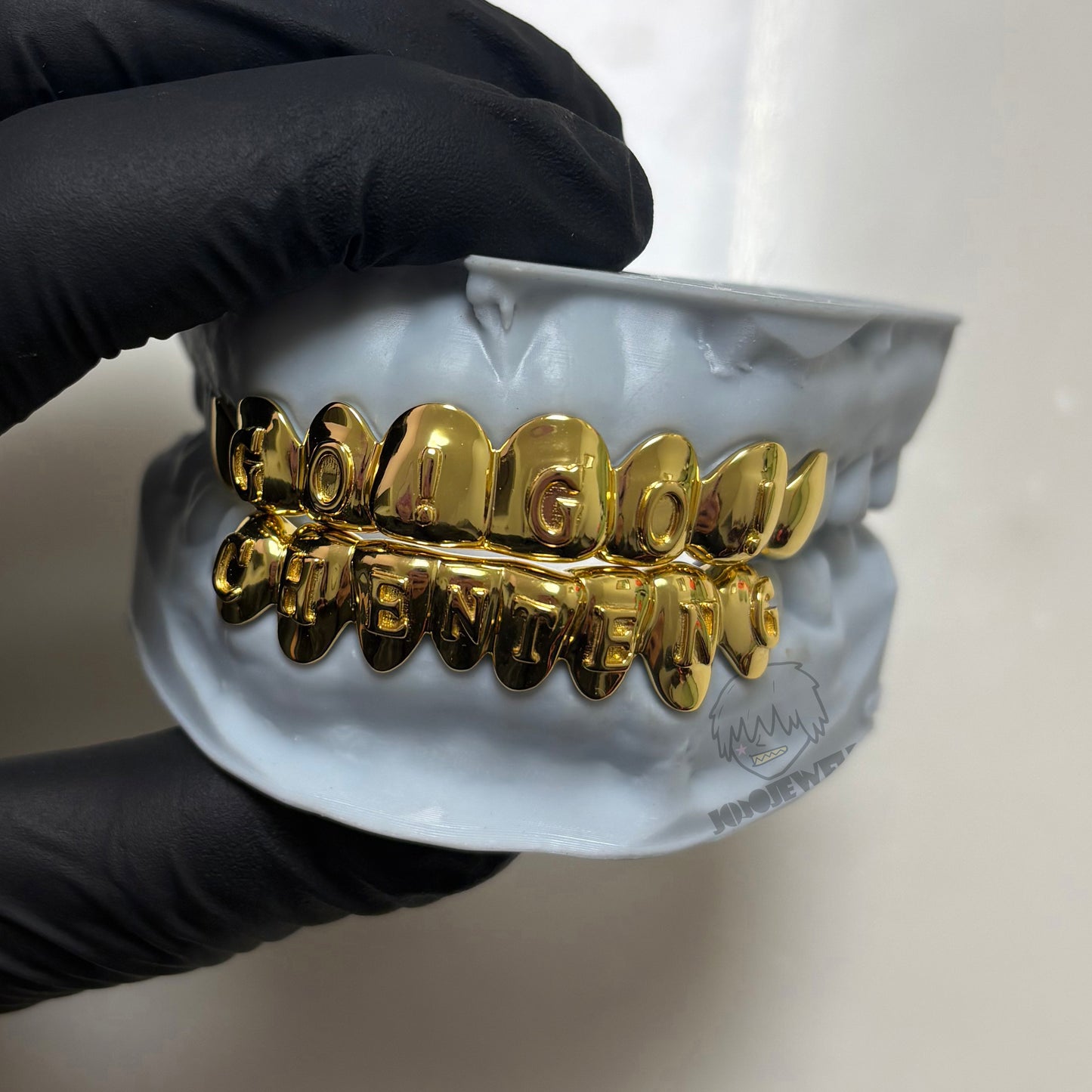 Custom Raised Letter Grillz – 925 Sterling Silver 18K Gold Plated