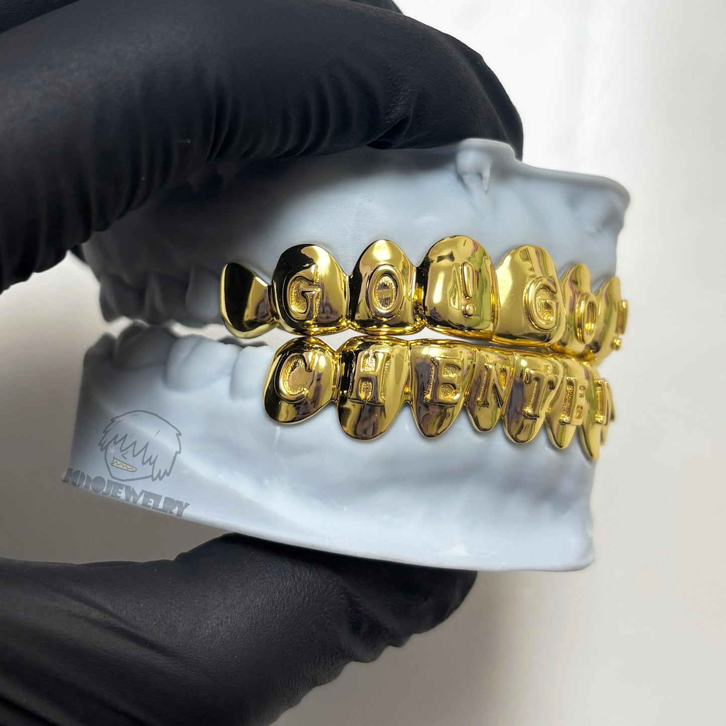 Custom Raised Letter Grillz – 925 Sterling Silver 18K Gold Plated